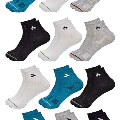 SJeware 12 Pairs Solid Cotton Ankle Length Socks for Men & Women, Multicolor, Pack of 12, Free Size
